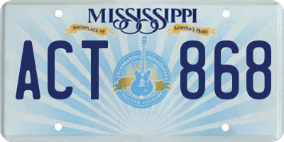 MS license plate ACT868