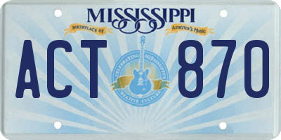 MS license plate ACT870