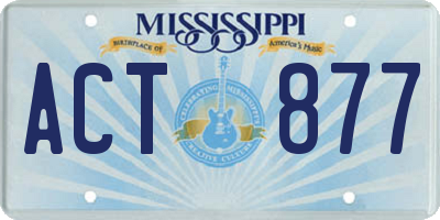 MS license plate ACT877
