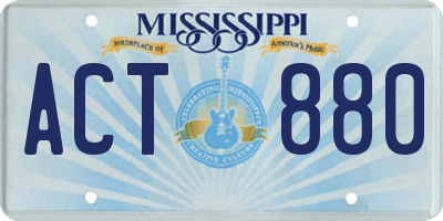MS license plate ACT880