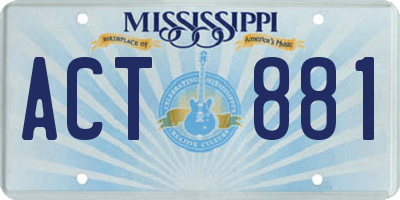 MS license plate ACT881
