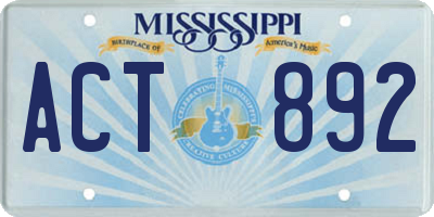 MS license plate ACT892