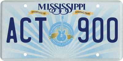 MS license plate ACT900