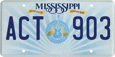 MS license plate ACT903