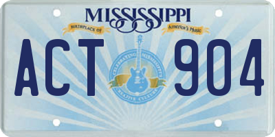 MS license plate ACT904