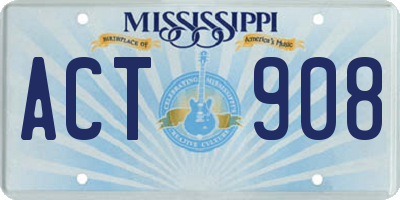 MS license plate ACT908