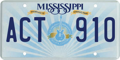 MS license plate ACT910