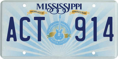 MS license plate ACT914
