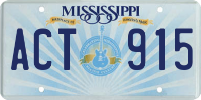 MS license plate ACT915