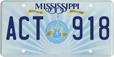 MS license plate ACT918