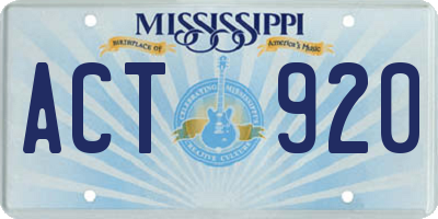MS license plate ACT920
