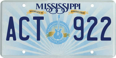 MS license plate ACT922