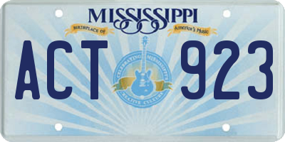 MS license plate ACT923