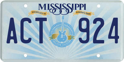 MS license plate ACT924