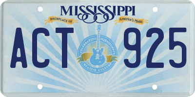 MS license plate ACT925