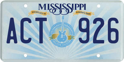 MS license plate ACT926