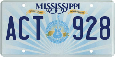 MS license plate ACT928