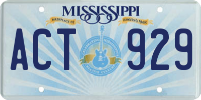 MS license plate ACT929