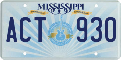 MS license plate ACT930