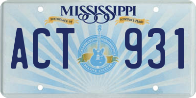 MS license plate ACT931