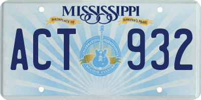 MS license plate ACT932