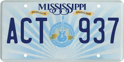 MS license plate ACT937