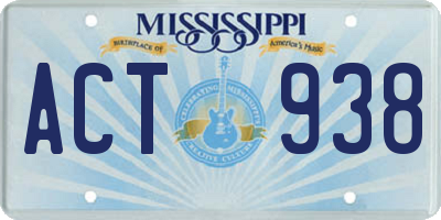 MS license plate ACT938