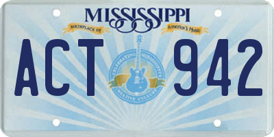MS license plate ACT942