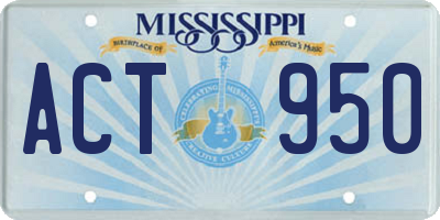 MS license plate ACT950