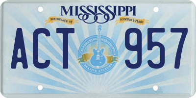 MS license plate ACT957
