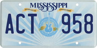 MS license plate ACT958