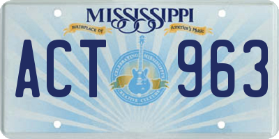 MS license plate ACT963