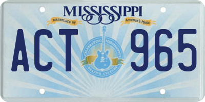 MS license plate ACT965