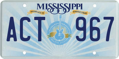 MS license plate ACT967