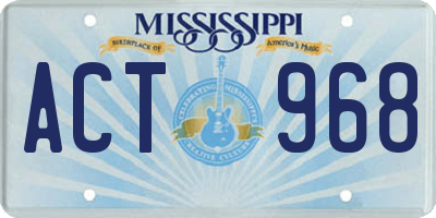 MS license plate ACT968
