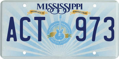 MS license plate ACT973