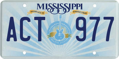 MS license plate ACT977