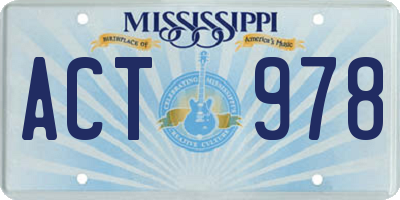 MS license plate ACT978