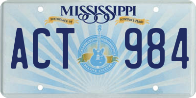 MS license plate ACT984