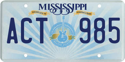 MS license plate ACT985