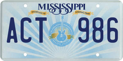 MS license plate ACT986