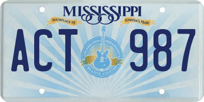 MS license plate ACT987