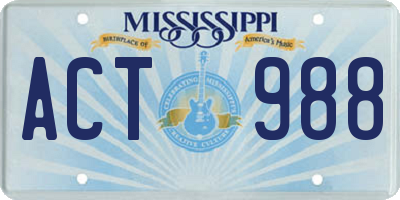 MS license plate ACT988