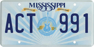 MS license plate ACT991