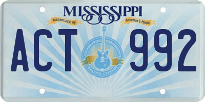 MS license plate ACT992