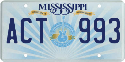 MS license plate ACT993