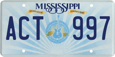 MS license plate ACT997