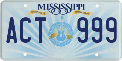 MS license plate ACT999