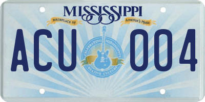 MS license plate ACU004