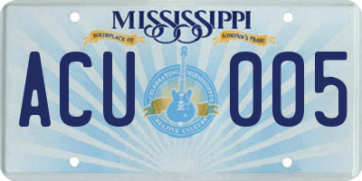 MS license plate ACU005